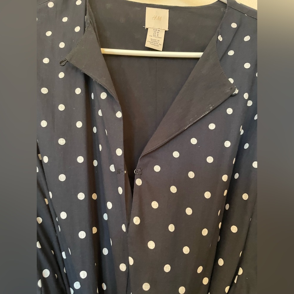 H&M navy blue polka dot peasant/skater dress - Picture 3 of 7